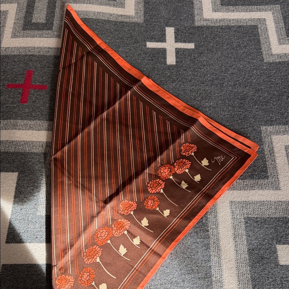 Brown and Orange Floral Scarf